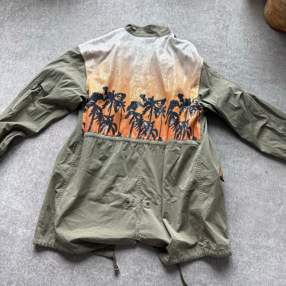 $468 Le Superbe Hotel California Anorak jacket in green with sequin back